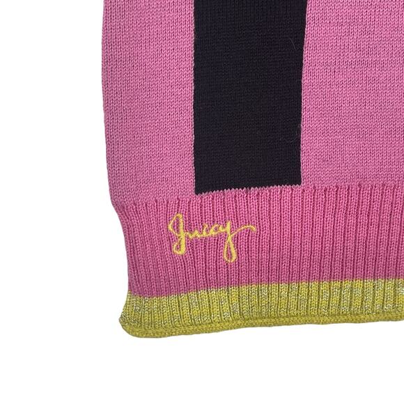 Vintage Y2K Juicy Couture Wool Scarf Pink Black Green - Picture 3 of 12